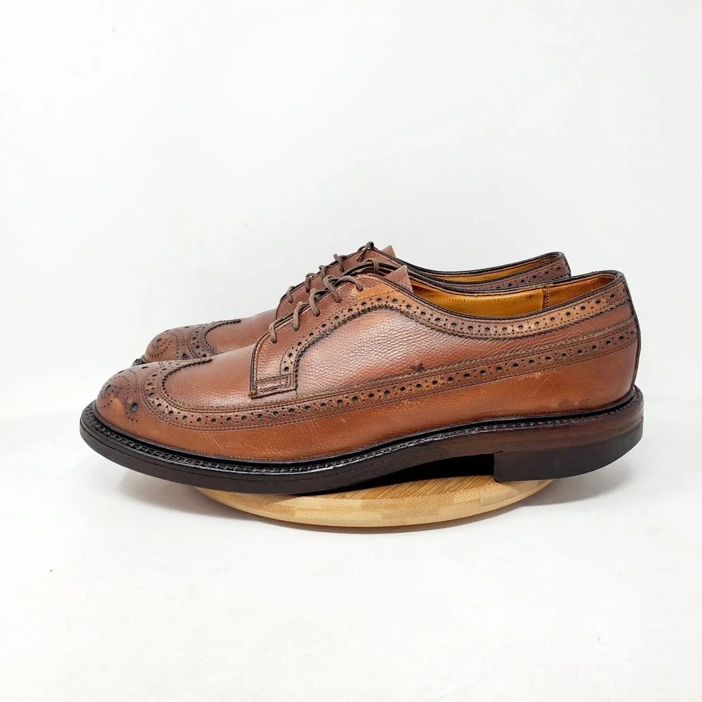 Keith Highlander Shoes Mens 10 Brown Leather Wingtip Longwing Full‎ Brogue Derby